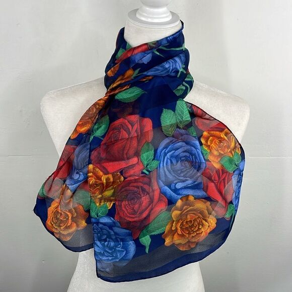 Scarf Floral semi sheer delicate boho - Picture 1 of 5